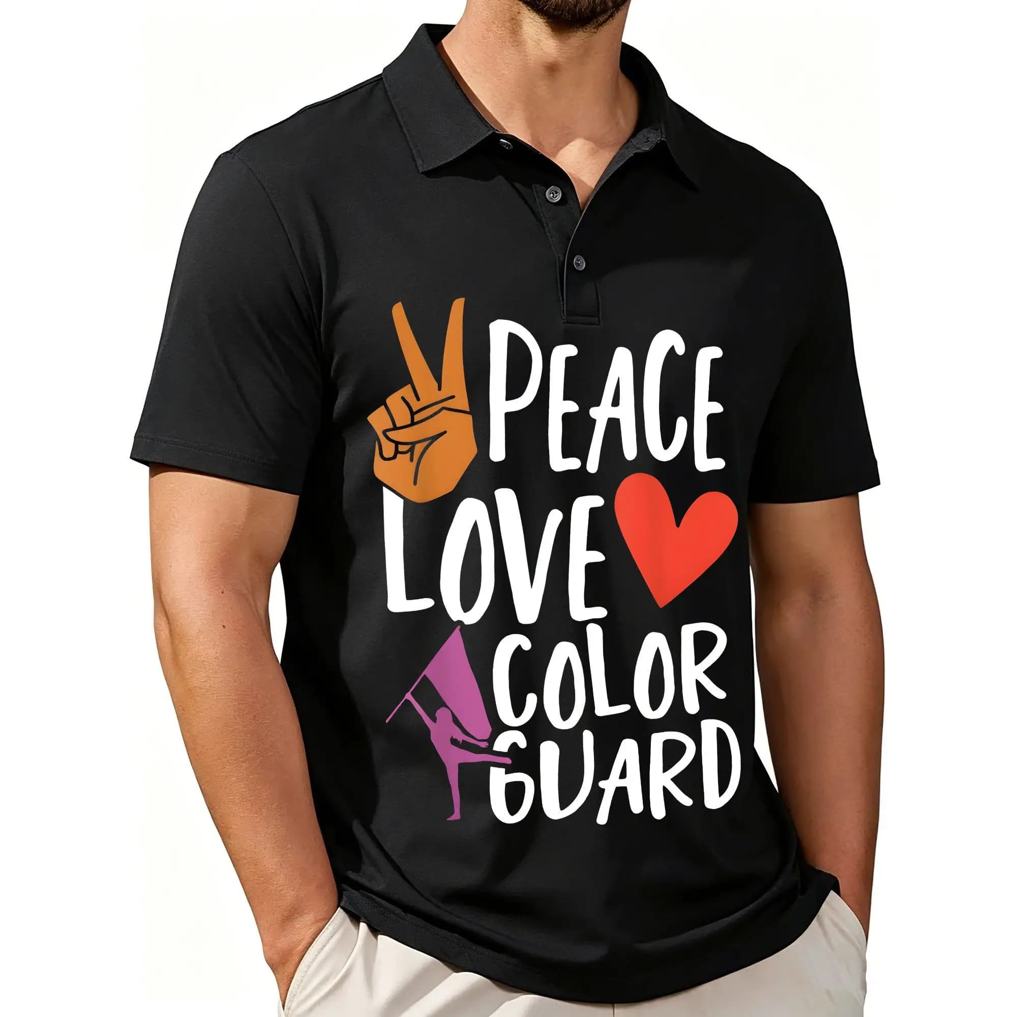 Men's Printed Short-Sleeved Polo Shirt, Winter Flag Team and Honor Guard Pajama-Style Print, Fashionable and Casual, Breathable Fabric, Suitable for All Seasons