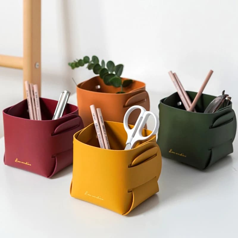 Folding box in table leather Storage tray in Nordic PU Portico Key control Basket for various items