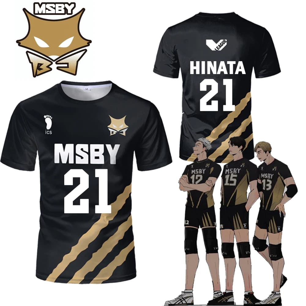 Haikyuu MSBY Black Jackal Jersey Japanese Souls Cosplay Top Volleyball Uniforms for Men and Women Breathable Kids T-shirts