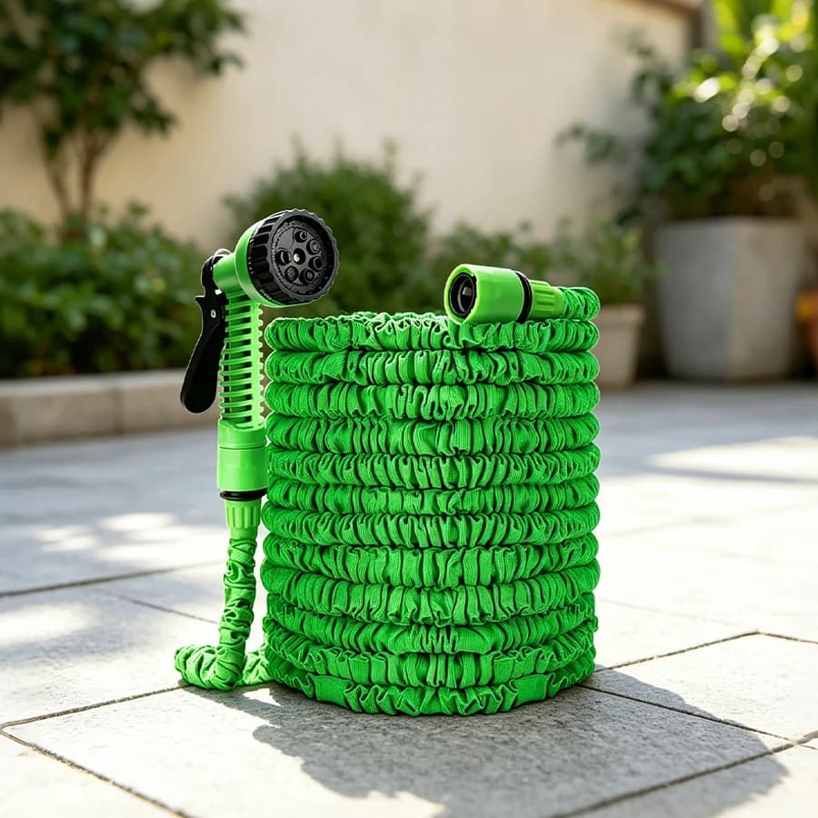 100/50FT Portable Multifunctional Garden Hose - Equipped with 7 Modes of Nozzle Heads, Lightweight, Flexible, Wear-Resistant and Leak Proof. Suitable for Watering Plants, Cars, Pets, Household Cleaning, and Other Purposes - All Season Universal