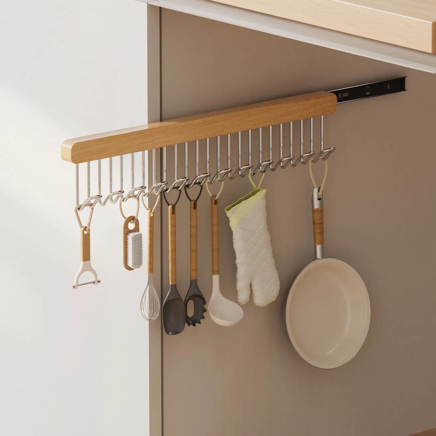 1 pz Appendiabiti A Parete 8/12 Ganci In Legno Solido Retrattile Salvaspazio Reggiseno Cinture Cravatte Utensili Da Cucina Armadi Per La Casa