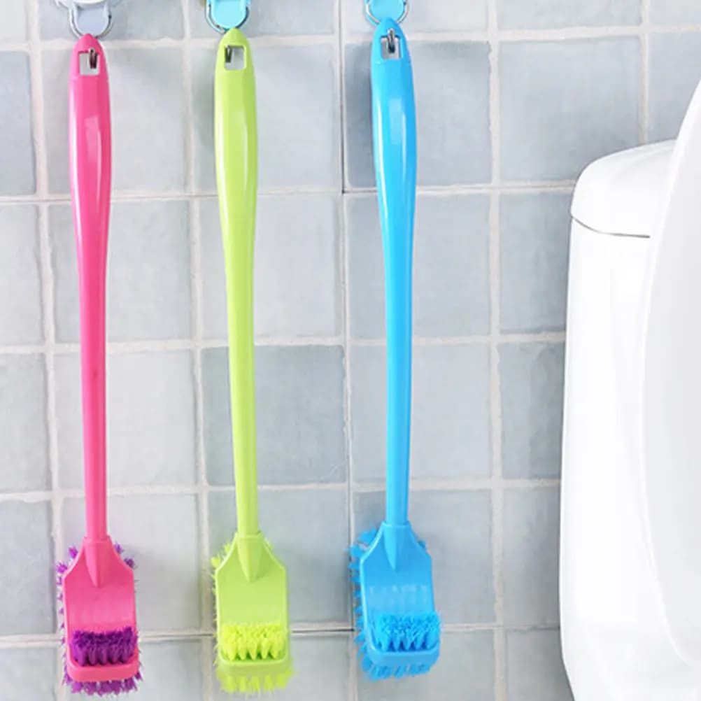 Set di 4 Spazzole per Pulizia con Manico Lungo, Setole Dense Creative, Manico con Foro per Appendere, Accessori per Bagno e WC