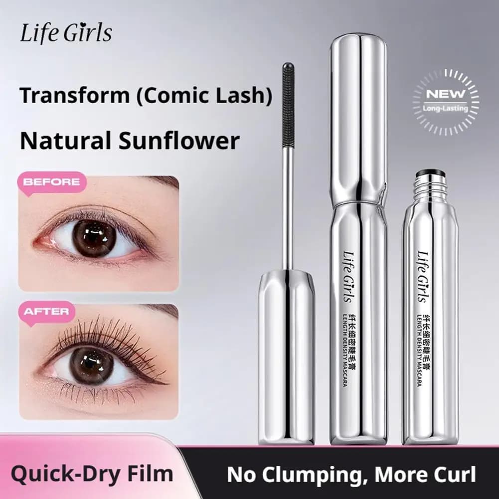 Mascara Allungante Life Girls, Formula Impermeabile Anti-sbavatura e Volumizzante con Tubo in Ferro, Spazzola Magnetica per Ciglia Naturali e Folte