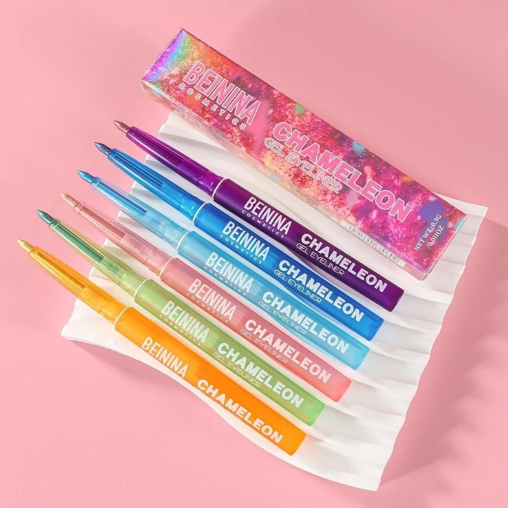 Penna gel per eyeliner effetto camaleonte lucido, a lunga durata, facile da applicare, impermeabile, a prova di sbavature, per trucco professionale.