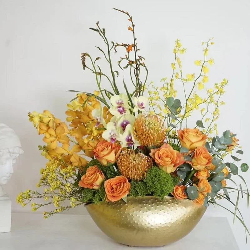 New Large Size Golden Bowl Pot Vase Jubao Pot Flower Planting Handmade Iron Flower Pot For Home Hotel Decorative Gift Metal