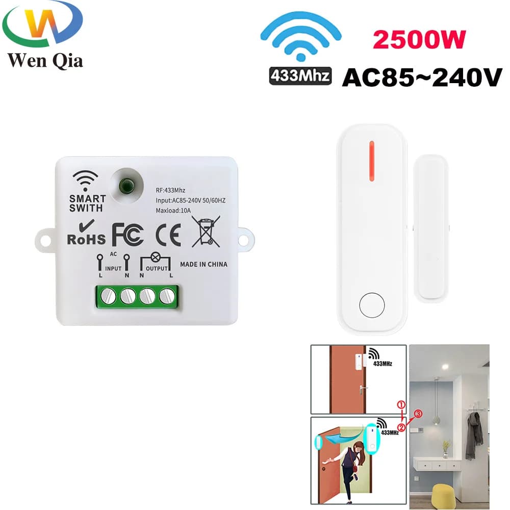 Interruttore della luce di contatto del sensore della porta della finestra senza fili AC110V 220V 2000W Interruttore remoto del contatto della finestra magnetica per cappa aspirante