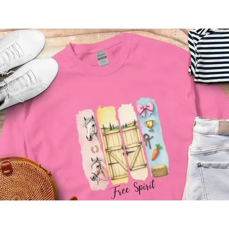 Maglietta Free Spirit Horse Pastel SweaT Cute Lover Farmhouse Trendy GifT