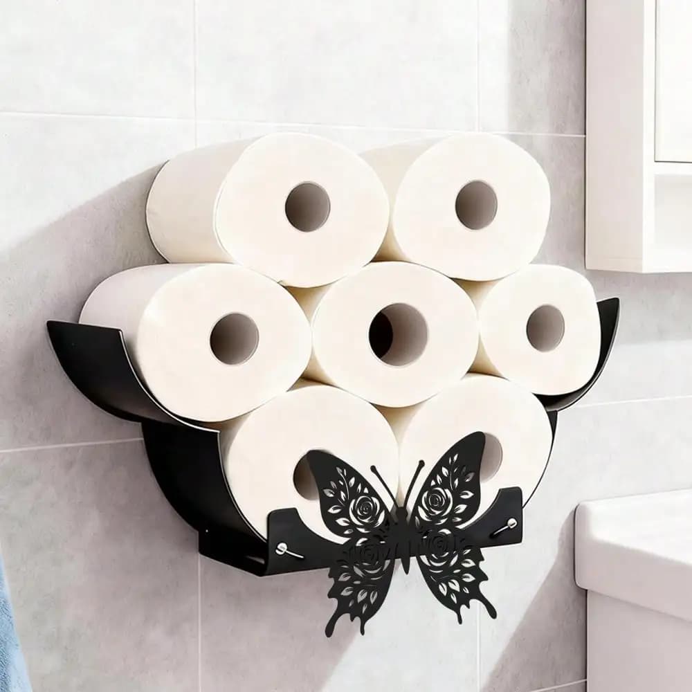 Butterfly Tissue Holder, DIY Decorative Hanging Accessory Suitable For Bathrooms, Kitchens, And Bedrooms. It's Extendable, Foldable, Making It A Practical Home Decor Item. A Creative Toilet Paper Storage Rack.