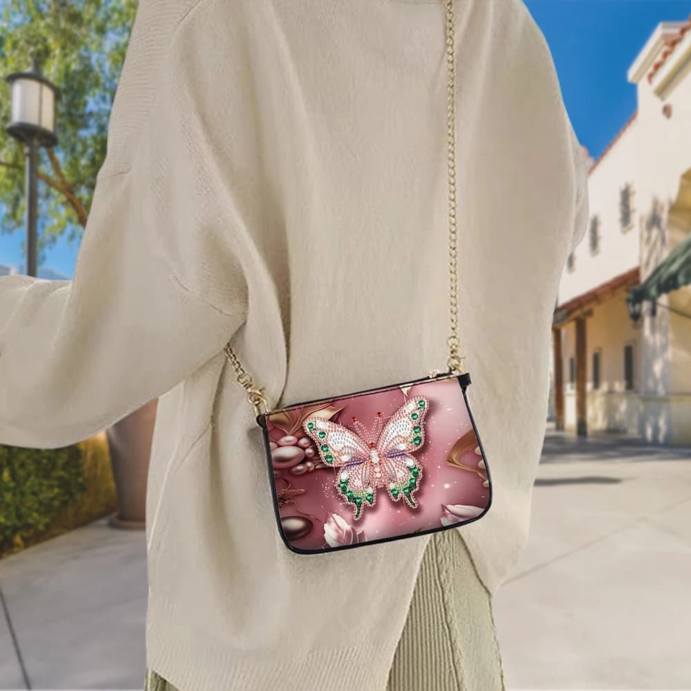 Borsa Clutch con Pittura Diamantata a Forma Speciale di Girasole e Farfalla, Borsa a Mano 5D Fai da Te con Diamanti per Donne e Ragazze