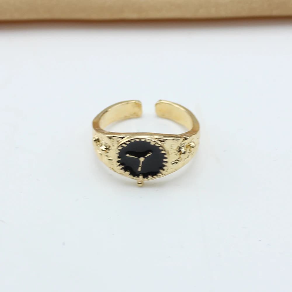 Black Wrist Watch Design Ring Jewelry Rings with finger adjustable open index for men Women's Aesthetic Rings Anel Gift Accessories