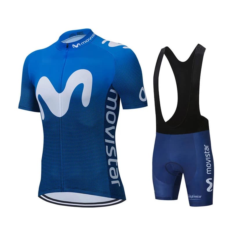 Maglia da ciclismo della squadra Movistar nuova estate imposta MTB abbigliamento da bicicletta traspirante tute pantaloncini con bretelle Set abbigliamento da bici da uomo Ropa Ciclismo