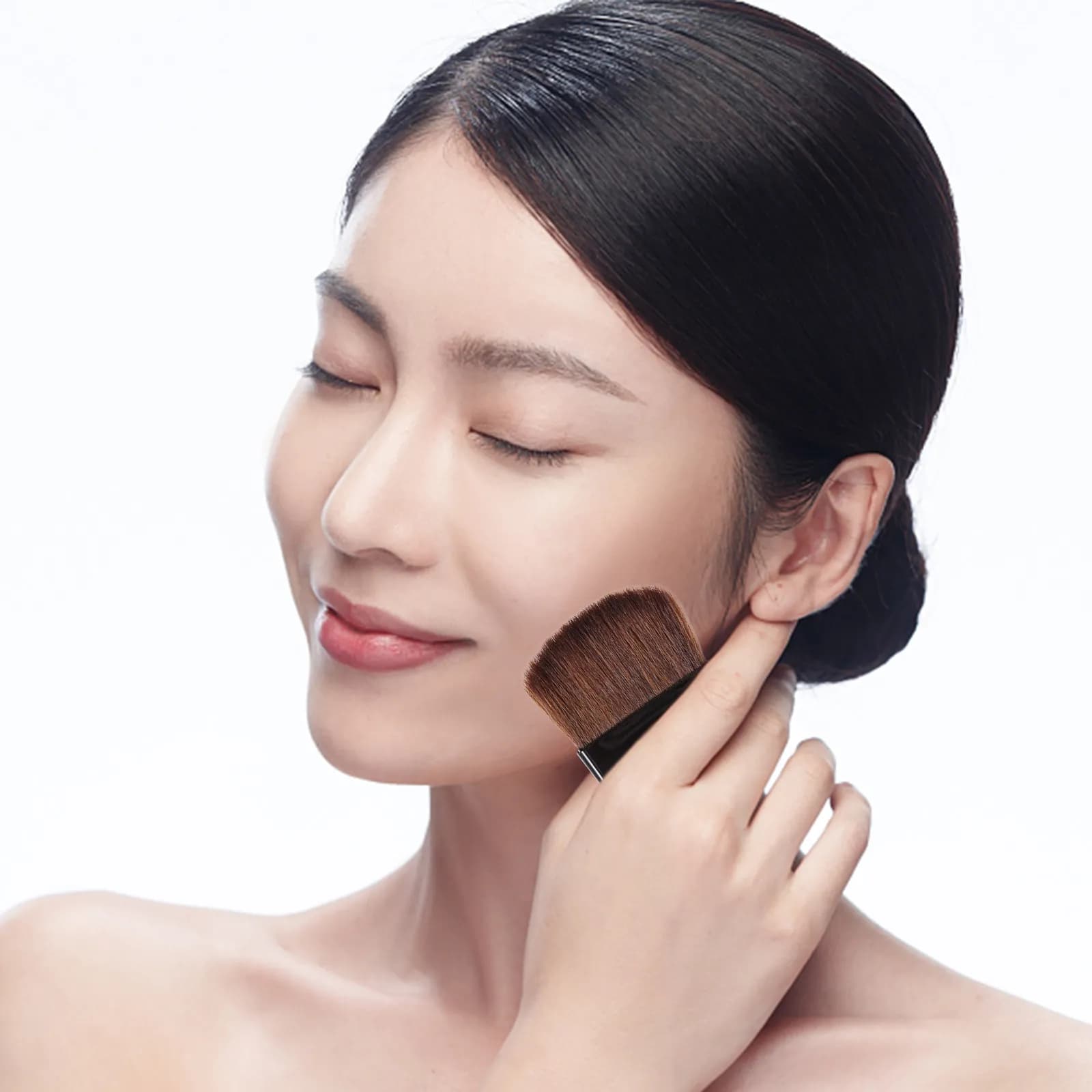 Set di 4 Pennelli per Trucco, Pennelli Piccoli per Polvere e Blush, Strumenti per Donne, Pennelli per Illuminante in Polvere Pressata