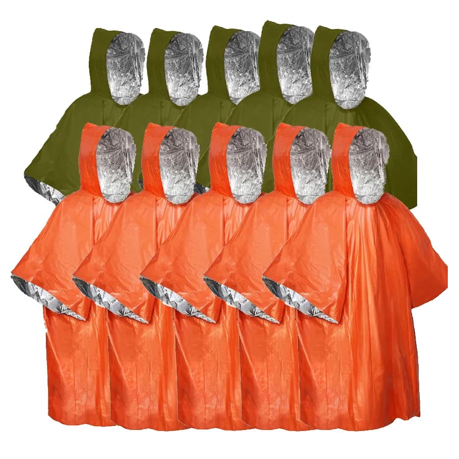 Set poncho di emergenza da 3/5 pezzi: impermeabile, termico, ultraleggero e durevole, ideale per appassionati all'aperto, escursionisti e camper