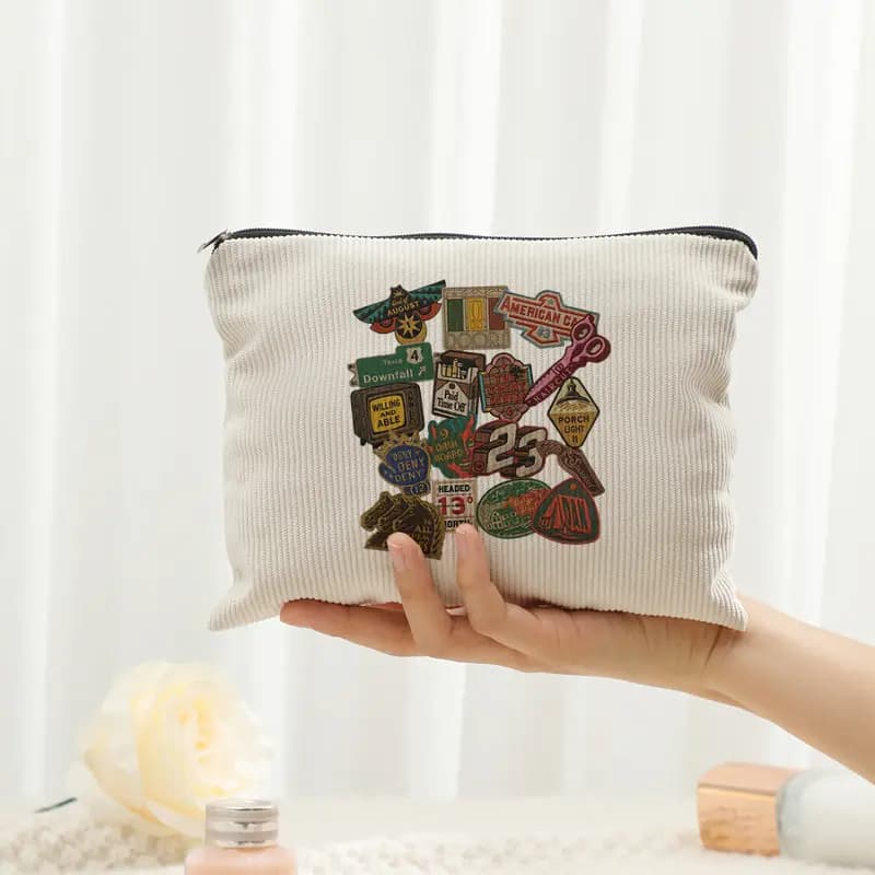 Borsa da viaggio in velluto a coste per trucchi e cosmetici, con luce notturna integrata, per donna, con scomparti interni, ideale come regalo, alla moda