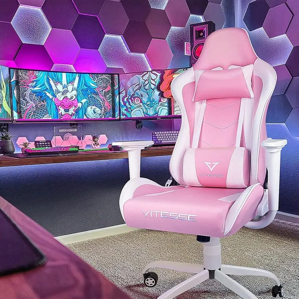 Sedia da gaming per adulti, sedia da ufficio per PC da 330 libbre, sedia da ufficio da corsa, sedia girevole regolabile in altezza con supporto lombare