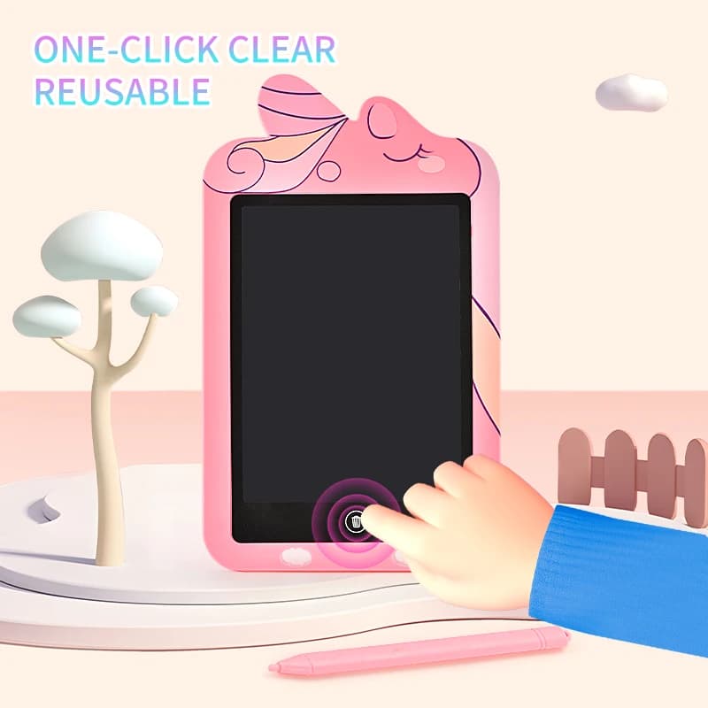 Tablet LCD da 10,8 pollici a forma di unicorno, lavagna per disegnare, giocattolo per bambini, regalo per compleanno, Ringraziamento, Halloween, Pasqua, Natale