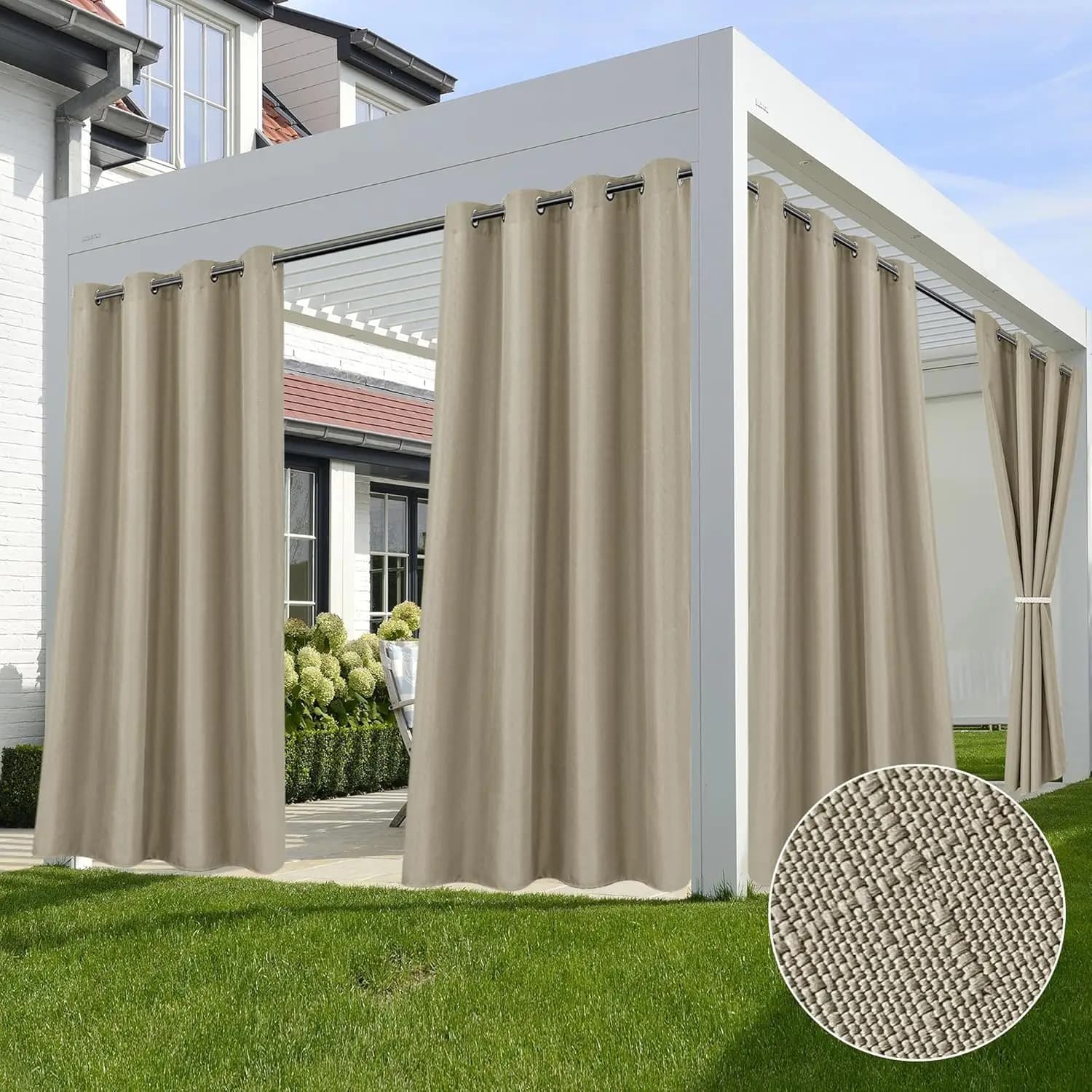 Tende da Esterno Impermeabili per Patio - 4 Pannelli Taupe 54x95, Tende Pesanti per Gazebo e Pergola, per la Privacy