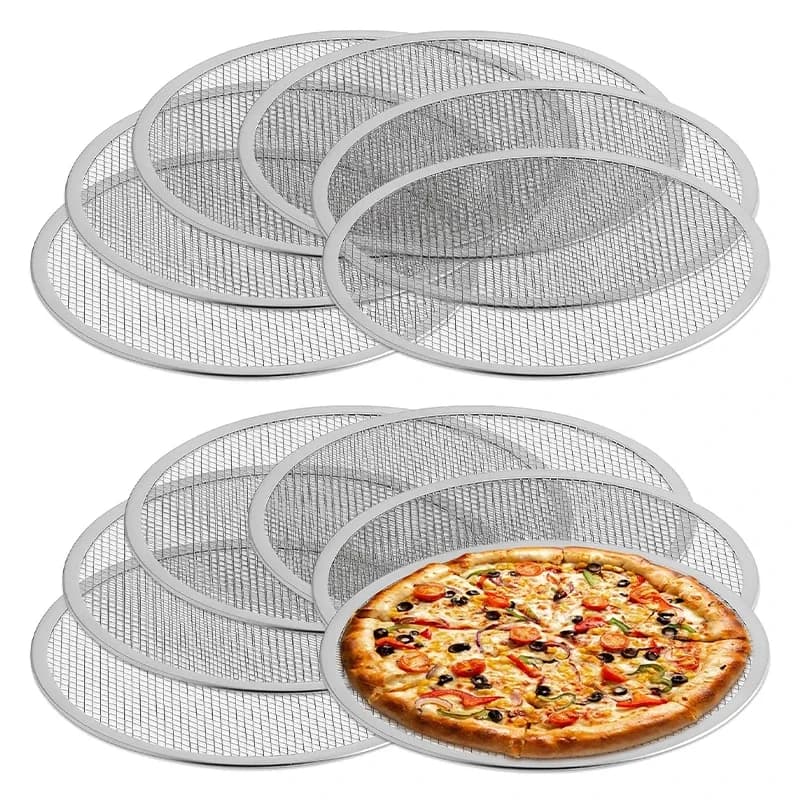 Teglia per pizza in alluminio da 6/8/10/12/14 pollici Teglia per pizza in rete con foro per forno Bakeware Tappetino per barbecue all'aperto