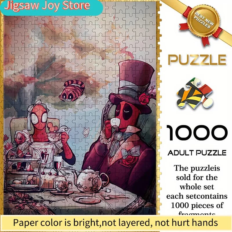 Puzzle Senza Cuciture a Tema Marvel Z1.6-31 e Motivo Tè Pomeridiano - Puzzle Fai-da-Te Resistente e Ispessito, Gioco Educativo per