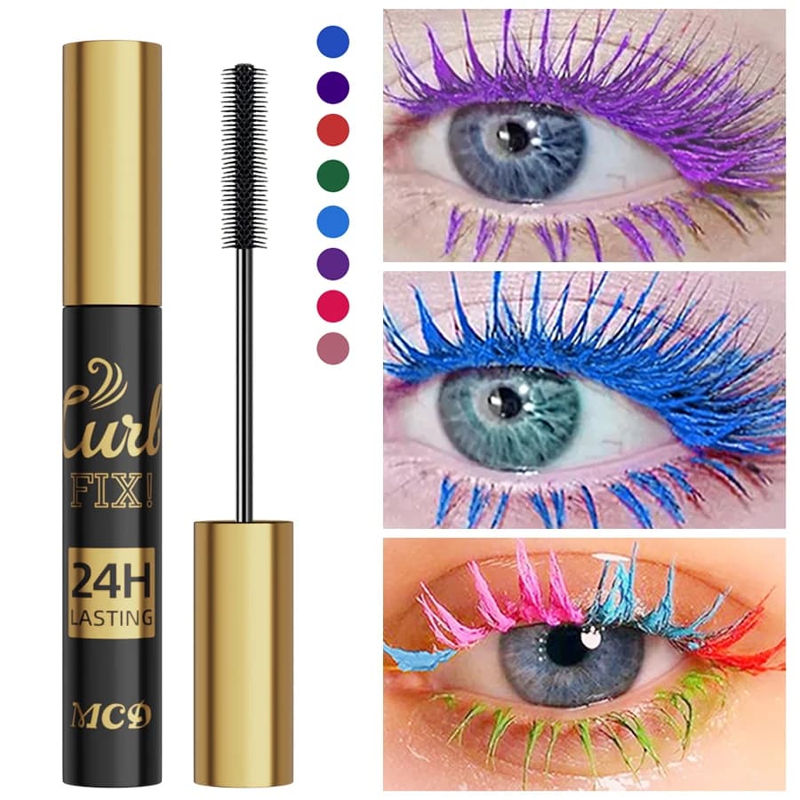 5D Vibrant Waterproof Mascara Formula with 9-color long-lasting curling ink - Cosmetic eyeliner extension for makeup blue green eyes black