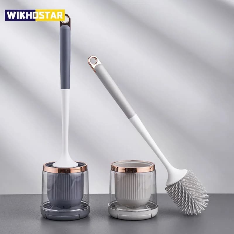 WIKHOSTAR Scopino per WC di lusso Bagno Montaggio a parete Drenaggio rapido Strumento pulito Spazzola per pulizia Set di accessori per il bagno