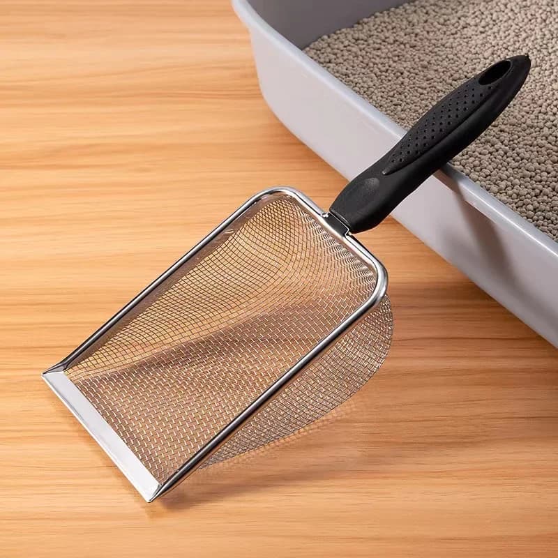 Paletta per Lettiera in Acciaio Inossidabile Resistente - Ergonomica e Facile da Pulire per Gatti e Cani, Design Robusto ed Elegante