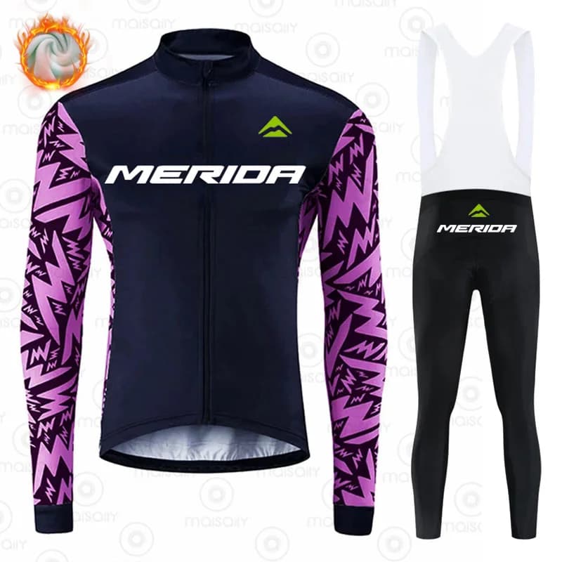 Merida Inverno Pile Termico Abbigliamento da Ciclismo Bici da Strada Uniforme Uomo Attrezzatura da Bicicletta Jersey Abbigliamento da Uomo Giacca da Uomo Mtb Bib