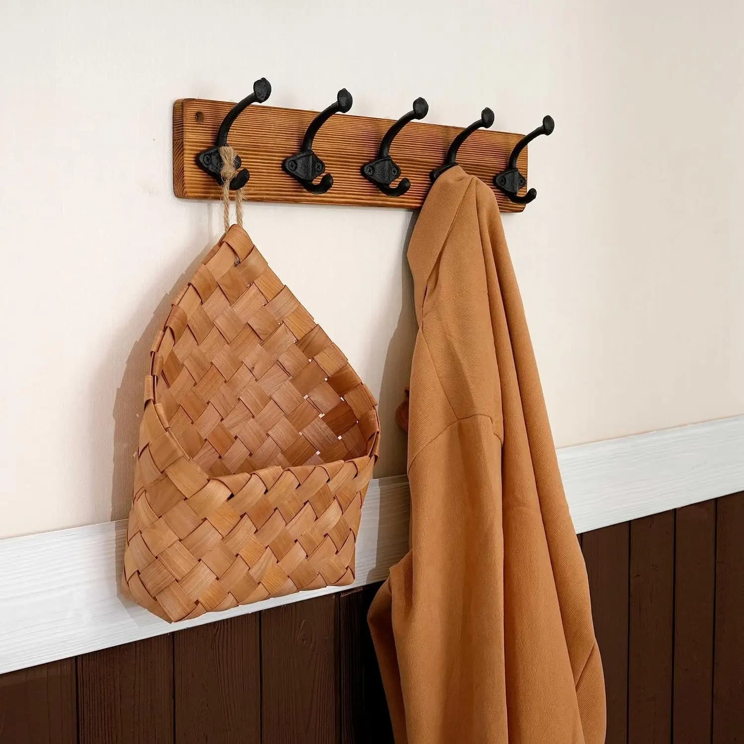 Appendiabiti da Parete Rustico, 5 Ganci in Ghisa per Appendere Cappotti, Ganci Vintage Resistenti per Montaggio a Muro