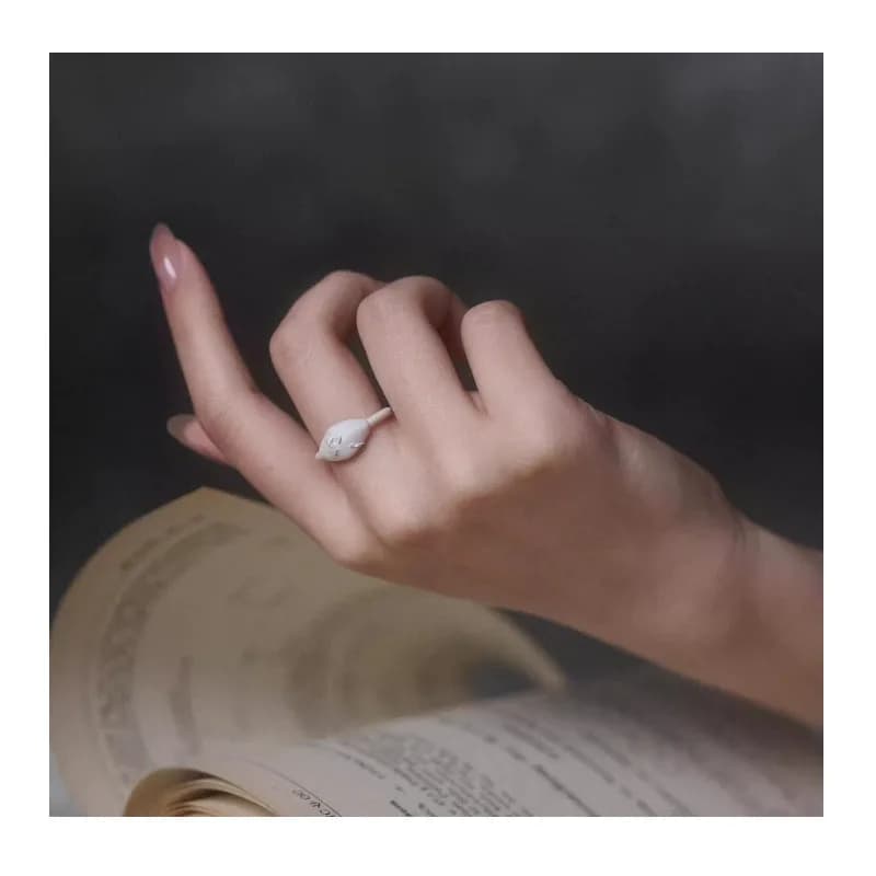 Anello Iris Bean dal Design Unico, Nuovo Stile Wabi-sabi Cinese, Anello per Coppie, Gioiello di Lusso di Alta Gamma, Regalo