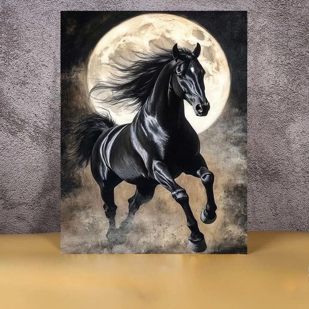 Puzzle da 1000 pezzi per adulti, un cavallo nero elegante e affascinante, puzzle educativi, puzzle colorati, regali, decorazioni per la casa