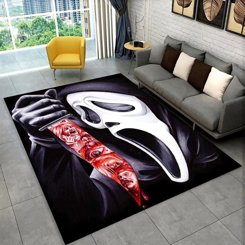 Tappeto con personaggio horror Chucky S-Scream, tappeto in stile cartone animato per sala giochi, camera da letto, soggiorno, divano, decorazioni per la casa, tappeto antiscivolo