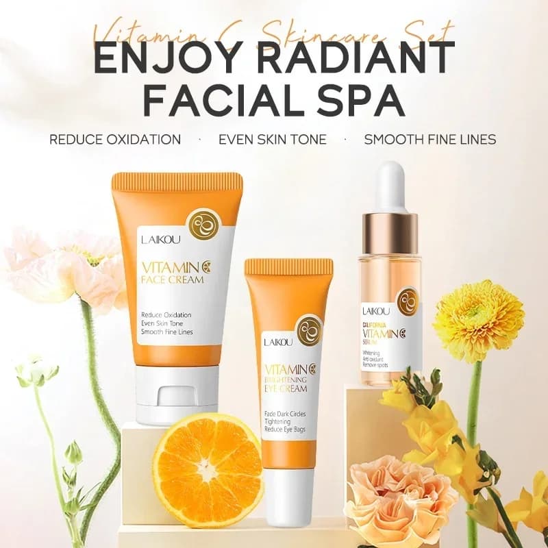 Set of 3 Products LAIKOU to Vitamin C for Hydrating, Nutrition, Whitening and Lighting Face