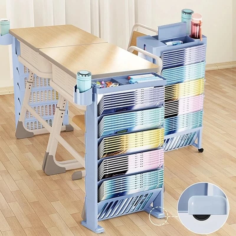 Libreria mobile per scrivania Scaffale con rotelle con ruote Organizzatore portatile per libri per studenti Scaffale angolare salvaspazio per l'aula