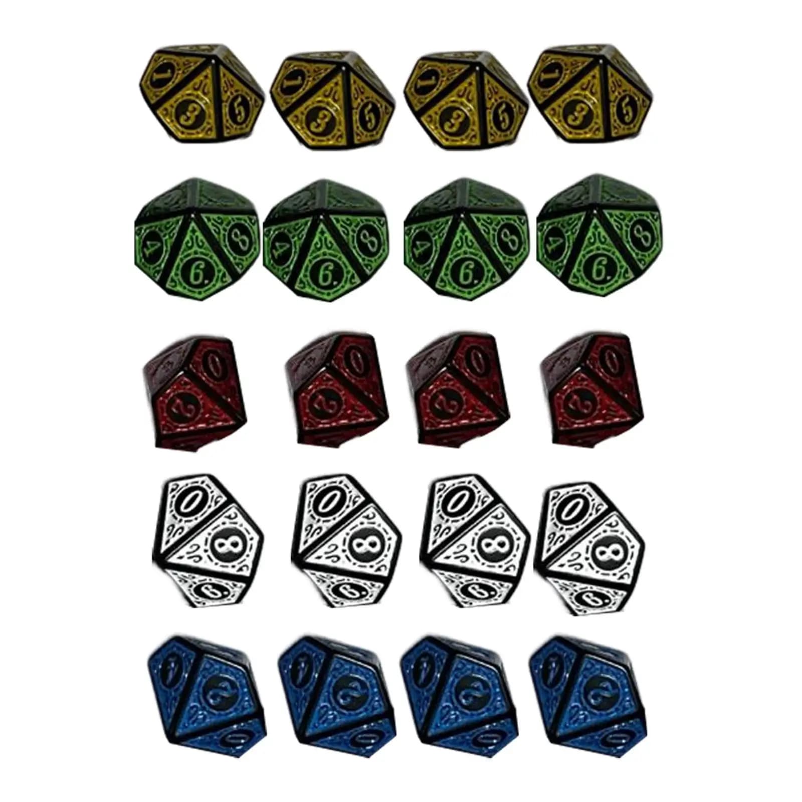 Set di 20 Dadi Poliedrici D10 a Dieci Facce da 16mm in Acrilico per Giochi da Tavolo, MTG, RPG, Giochi di Ruolo e Insegnamento della Matematica