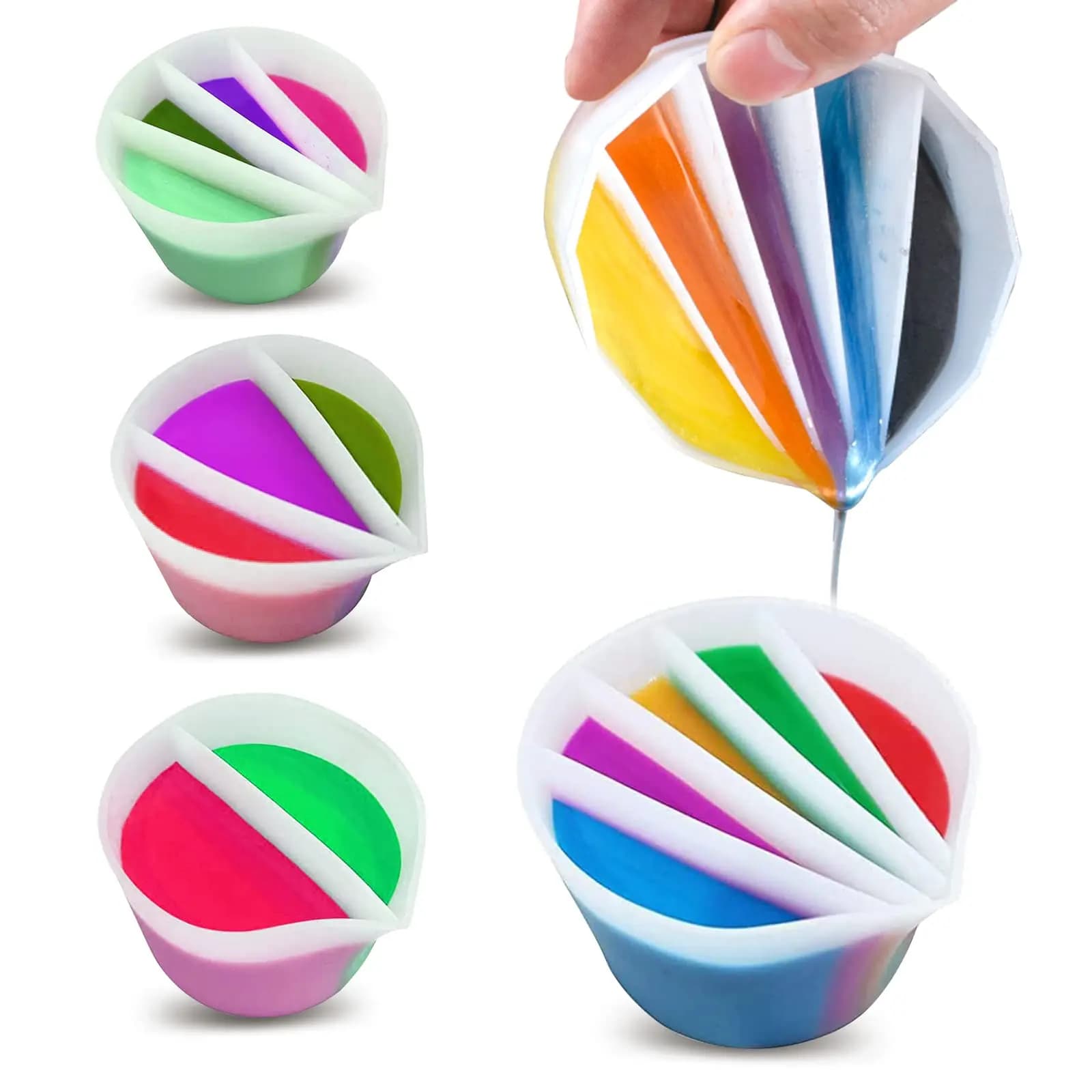 Split Cup For Paint Pouring Reusable Fluid Art Split Cup Silicone Split Pouring Cup With Dividers For Acrylic Paint Resin DIY