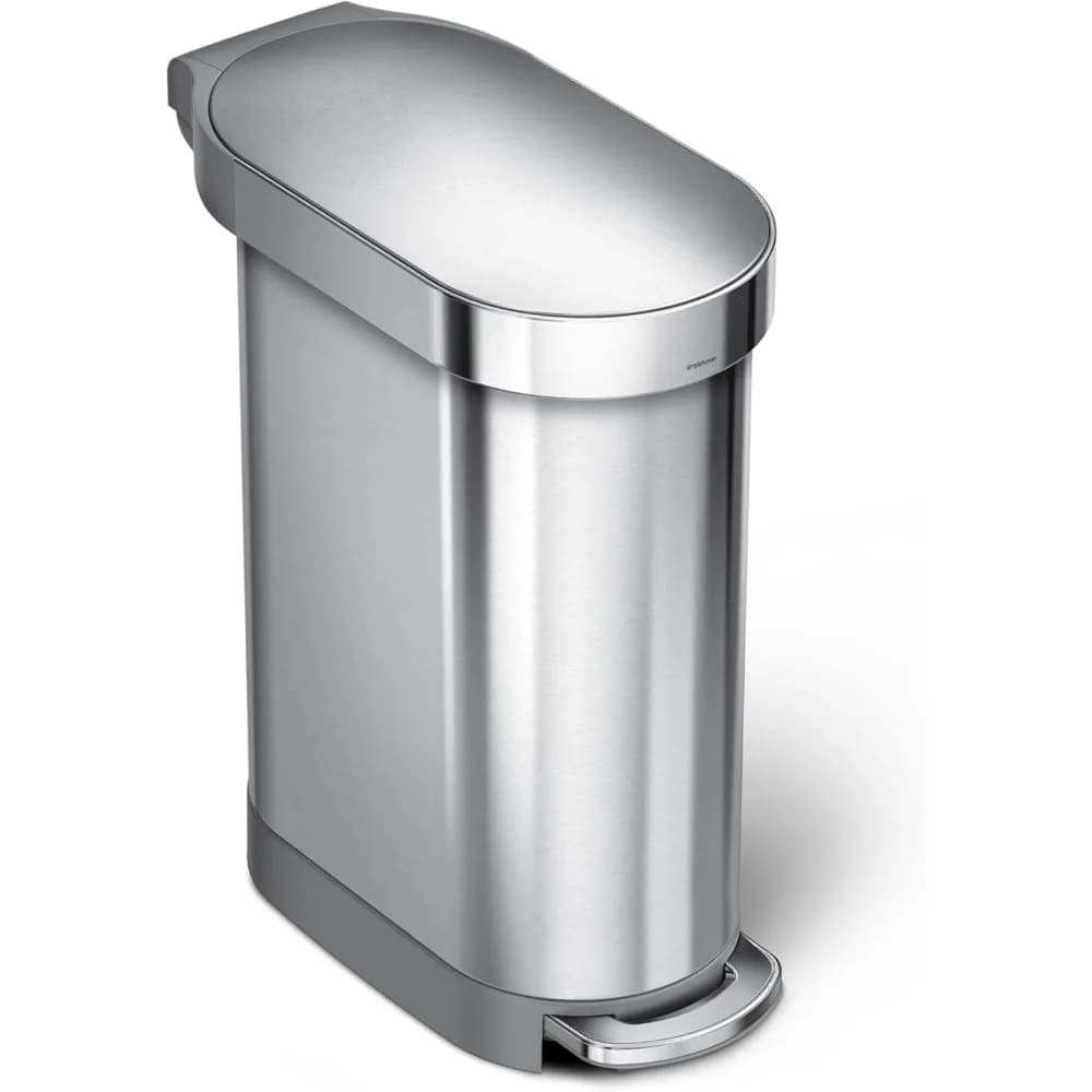 Cestino per Rifiuti da Cucina Slim da 45L con Apertura a Pedale in Acciaio Inox Spazzolato
