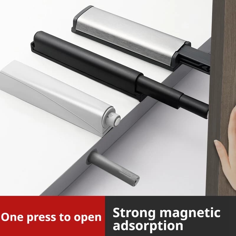 ‌Magnetic Push to Open Cabinet Latch – Self-Adhesive Touch Open Drawer Hardware with Door Stopper and Damper Buffer‌