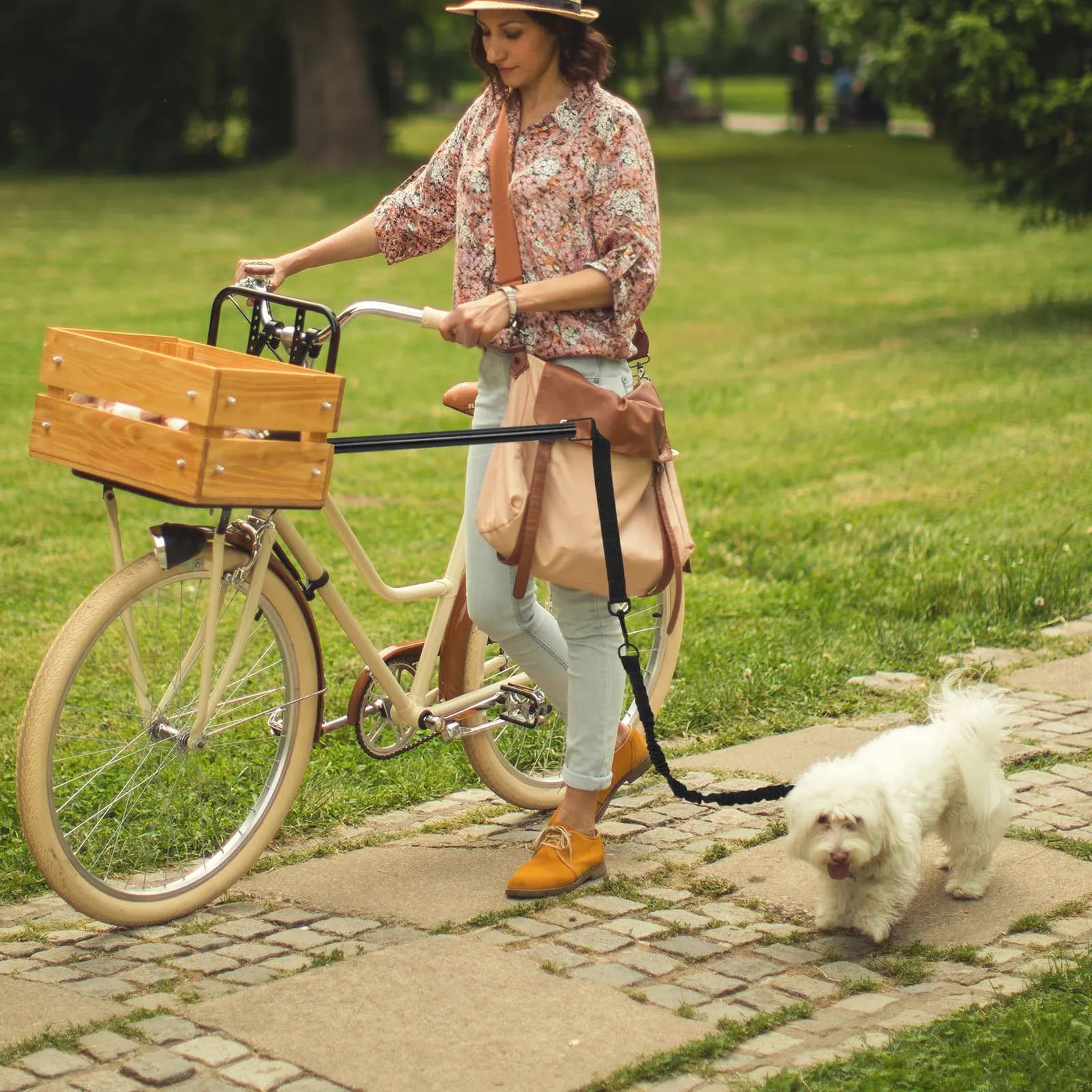 Set di Guinzaglio per Cani da Esterno per Bicicletta, Robusto Guinzaglio con Impugnatura Comoda per Passeggiate, Viaggi ed Escursioni