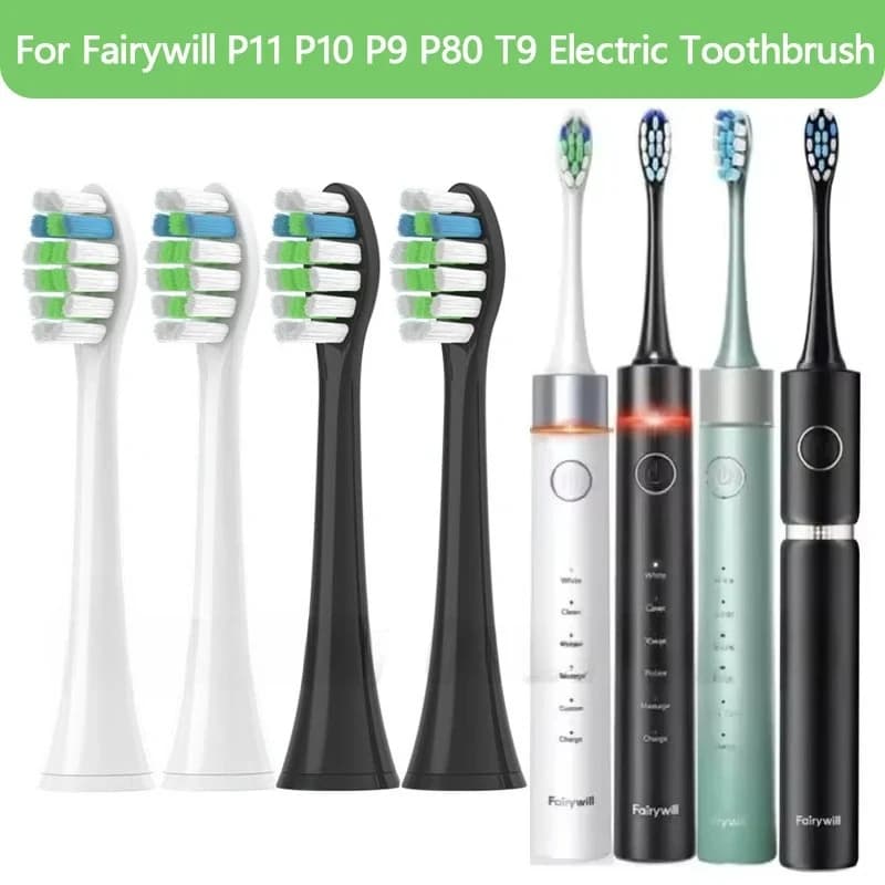 4 pcs heads for Fairywill P11 P10 P9 P80 T9 Electric Toothbrush heads Set DuPont Vacuum Packing Electric Replacement FW-P80