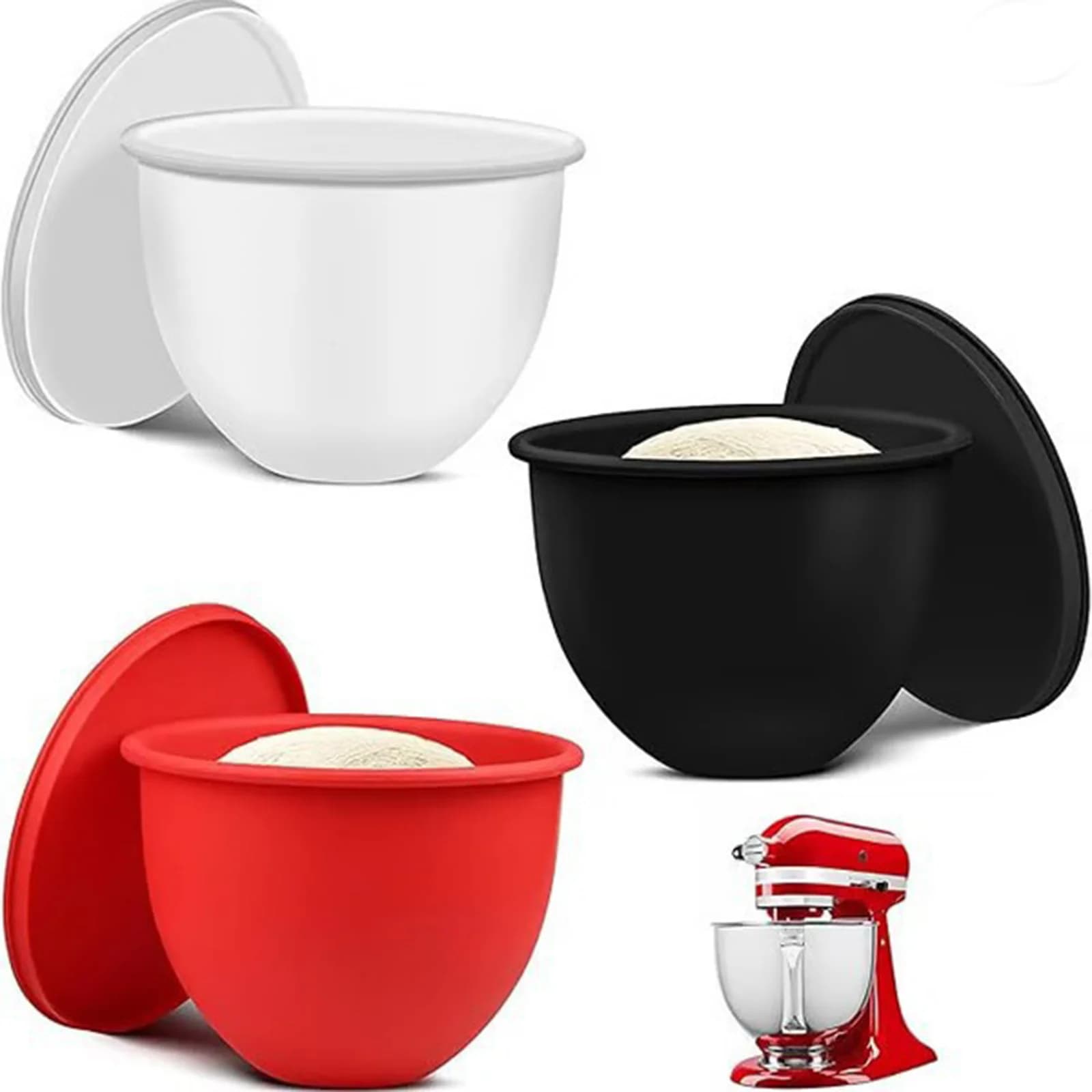 Accessorio per miscelatore con rivestimento in silicone Ciotola da cucina in silicone per ausilio da cucina Miscelatori con testa inclinabile da 5 Qt