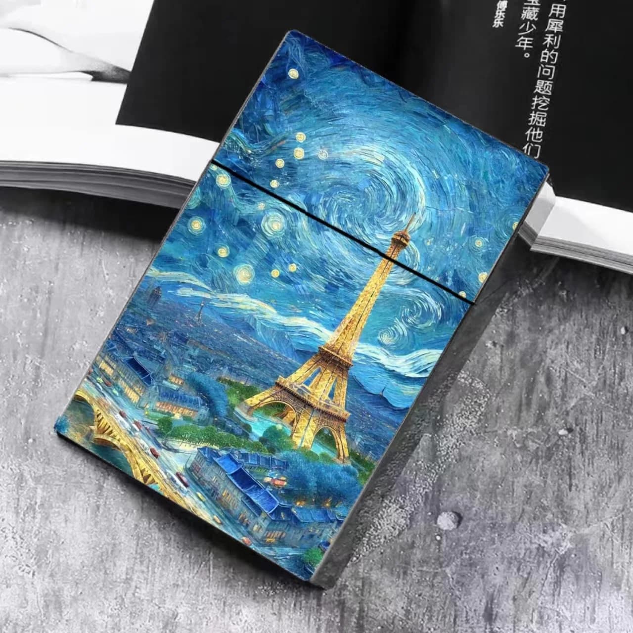 Retro Oil Painting Style Cigarette Case 20Pcs Cigarettes Holders For 8mm Creative Smoking box Paris Eiffel Tower Smoke Gadgets