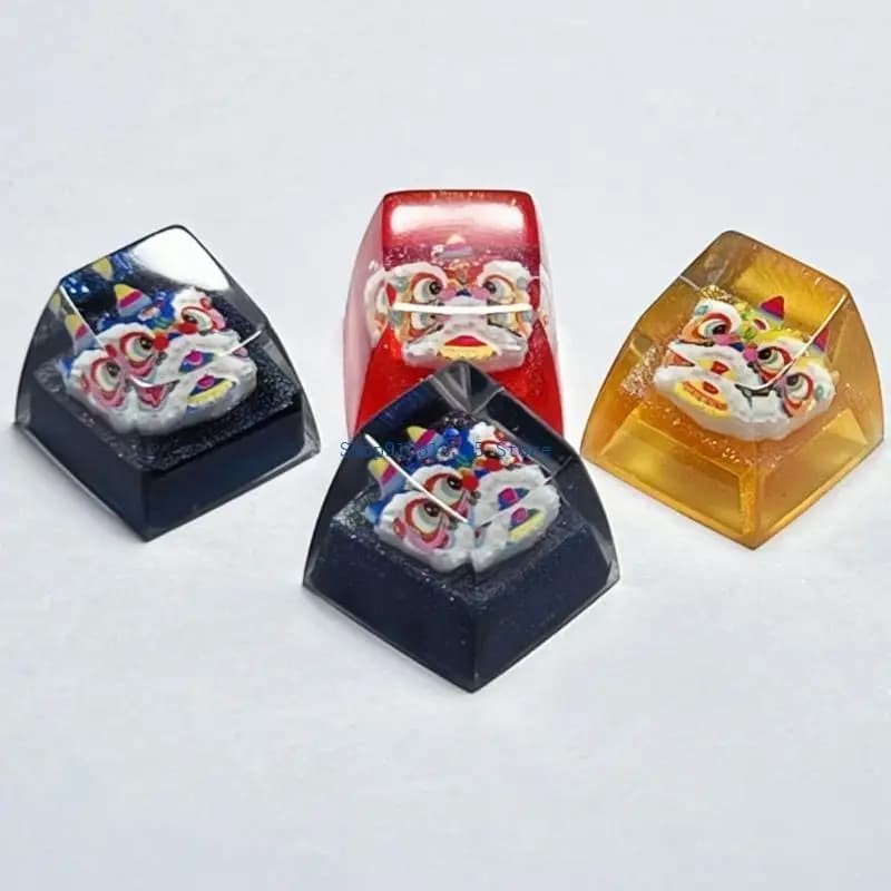 Resin Keycap with Dragon Dance Inlay Translucents for Mechanical Keyboards