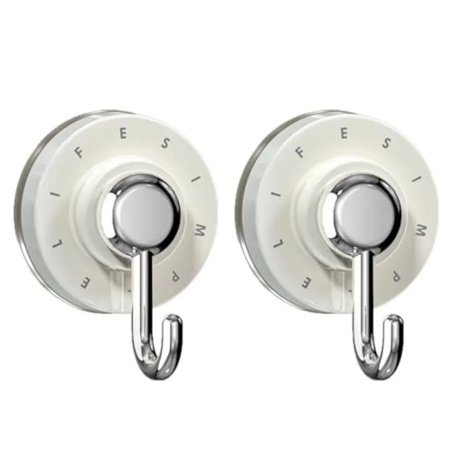 2PCS Suction Cup Hooks Heavy Duty Removable and Reusable, No Drills No Residue for Bathroom, Kitchen, Shower, Glass and Tile Mu