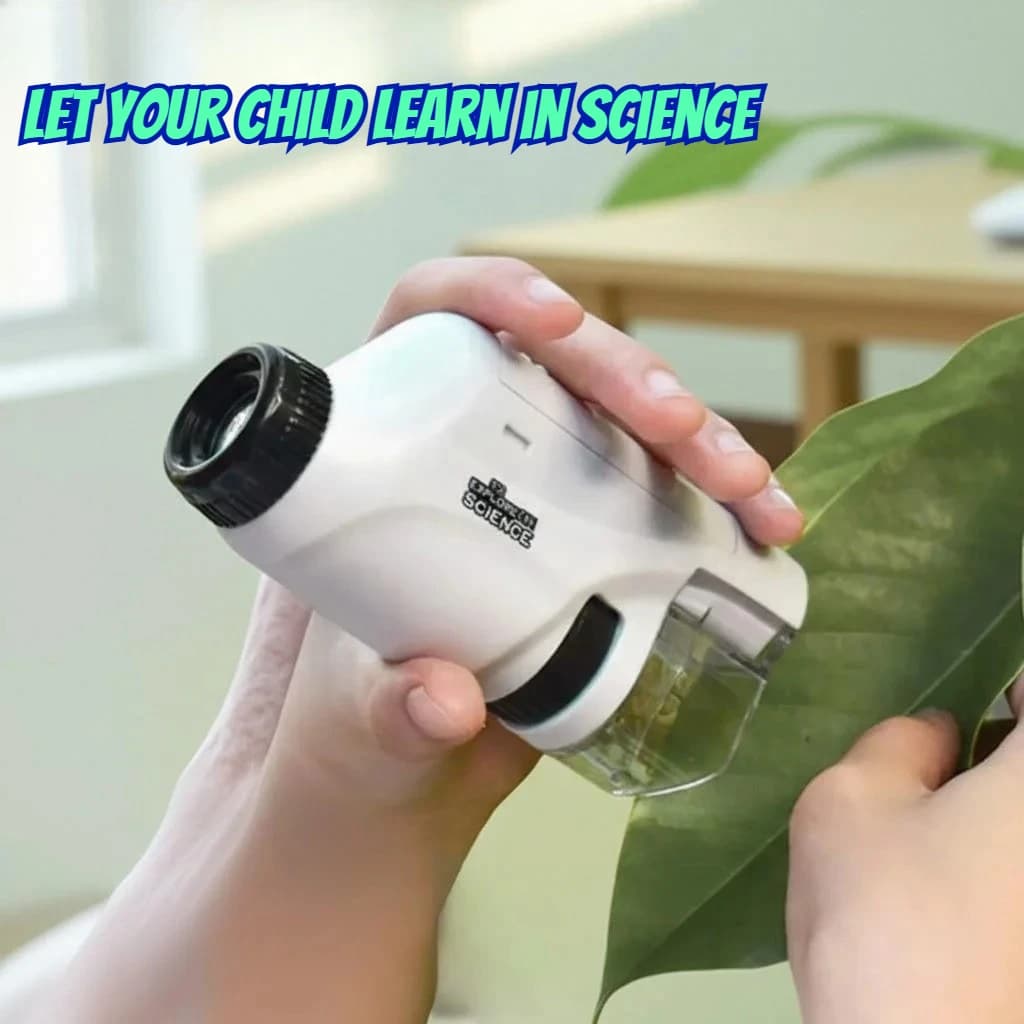 Portable Handheld Kids Microscope,Optical Magnifier Lens for Children Science Experiment Nature Observation Educational Toy