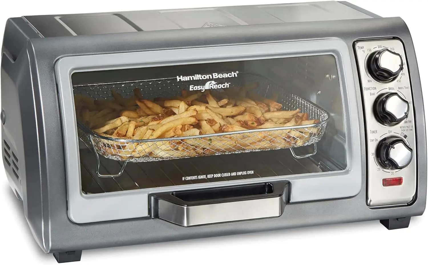 Large Capacity Stainless Steel Air Fryer Toaster Oven Combo - Fits 6 Slices or 12-Inch Pizza, 4 Cooking Modes: Convection, Bake,
