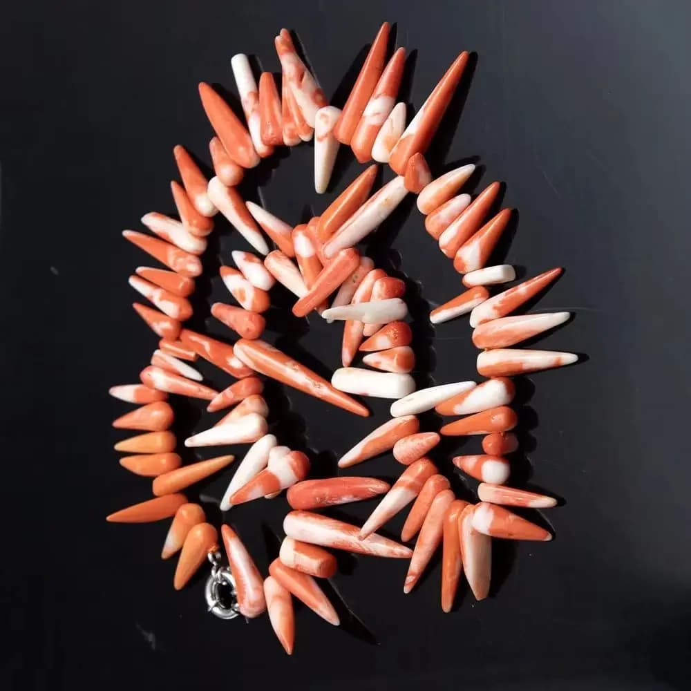 Collana alla Moda in Corallo Naturale 5x15-7x21mm con Perline Distanziatrici Arancioni e Bianche per Creazione Gioielli Fai da Te Collane Bracciali Orecchini