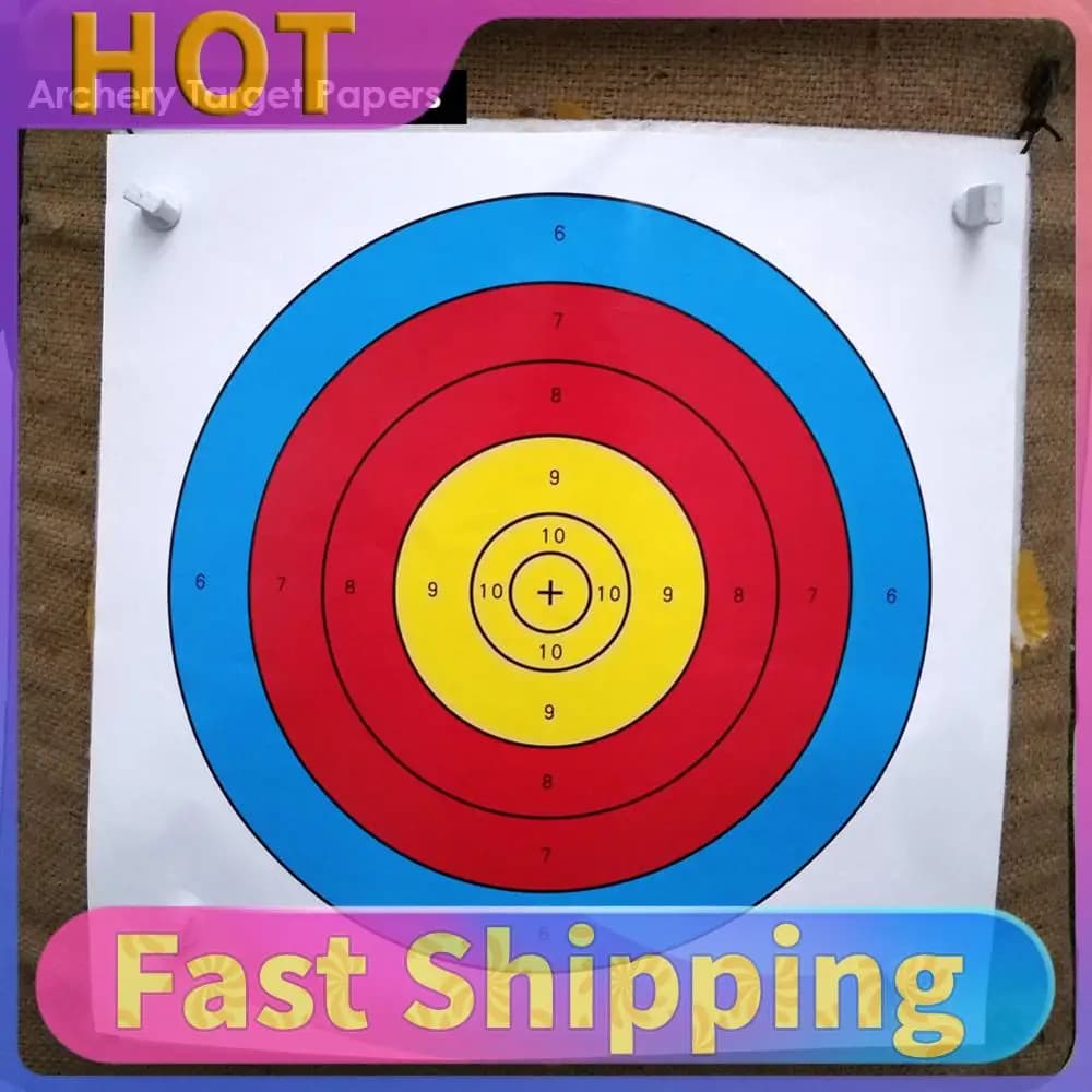 10 Pezzi Bersagli di Carta Bullseye a 5 Anelli per Tiro con l'Arco, Portatili per la Caccia