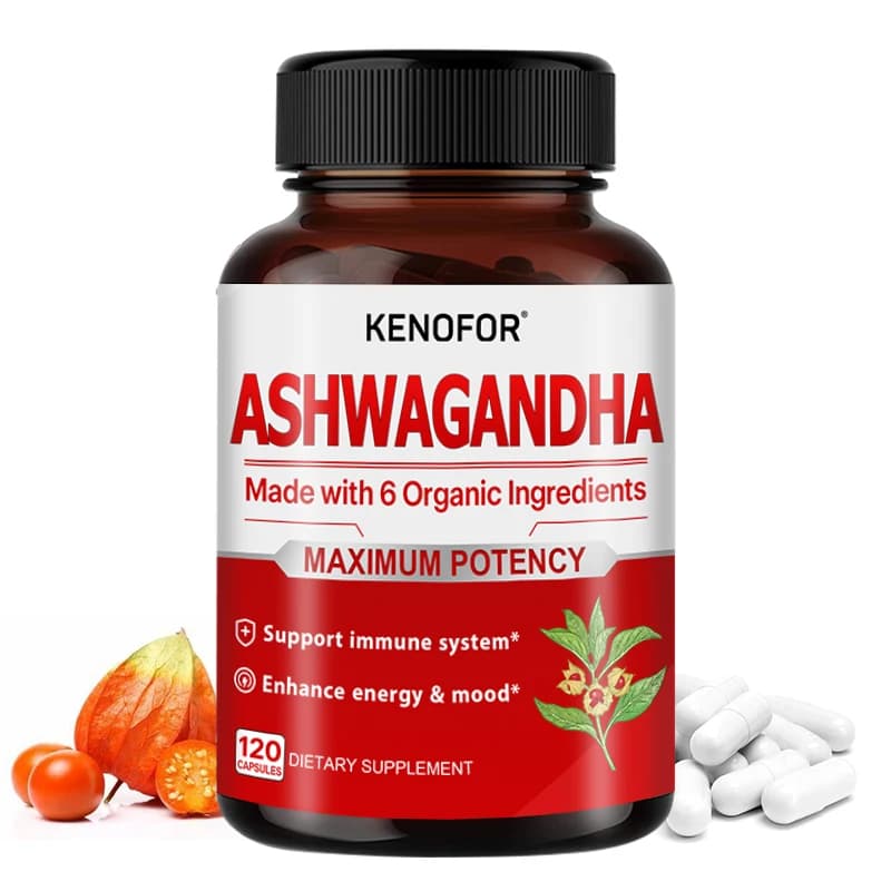 Capsule di Ashwagandha, Supporto per il Cervello, Riduzione dello Stress, Equilibrio dell'Umore, Concentrazione e Memoria, Sonno Profondo, Recupero Muscolare e Benessere Immunitario