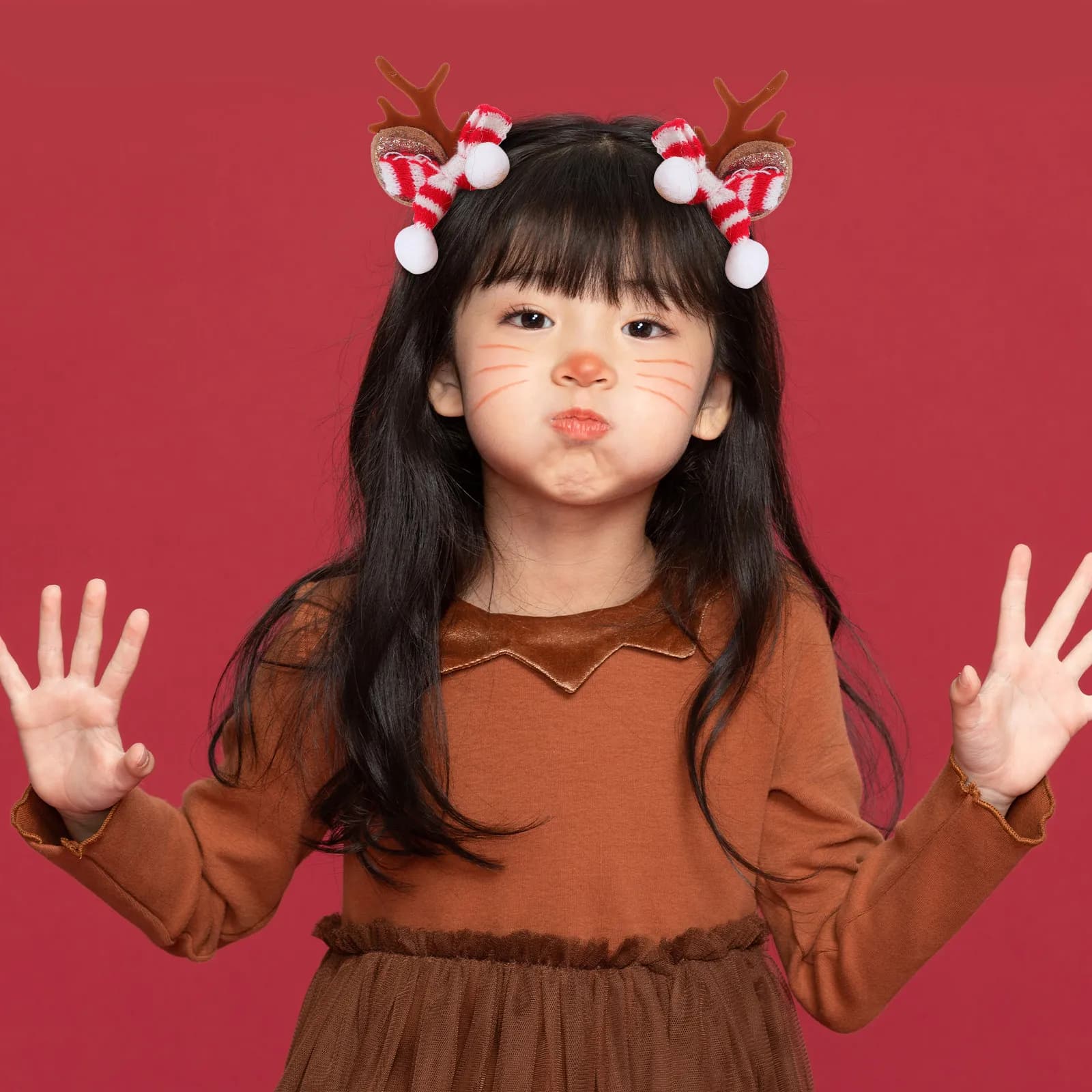 2Pcs Cute Reindeer Antler Hair Clips Holiday Christmas Party Hair Accessories Vibrant Fade-Resistant Colors Natural Whimsical