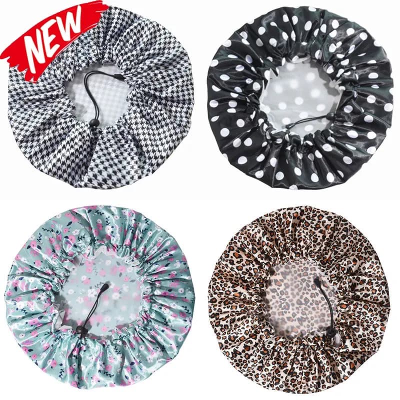 Women's shower head Waterproof oversize reusable shower head with adjustable elastic band Elasticized hair head for shower